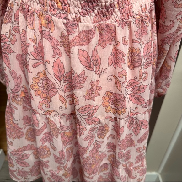 Joe Fresh x Roxy Earle Pink Floral Long-Sleeve Smocked Mini Dress L - Picture 7 of 11
